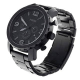 Buy Shop Fossil Nate Chronograph Black Dial Black Steel Strap Watch for Men - JR1401 USA Online