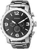 Buy Shop Fossil Nate Chronograph Black Dial Silver Steel Strap Watch for Men - JR1353 USA Online