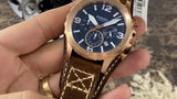 Buy Shop Fossil Nate Chronograph Blue Dial Brown Leather Strap Watch for Men - JR1505 USA Online