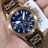 Buy Shop Fossil Nate Chronograph Blue Dial Brown Leather Strap Watch for Men - JR1505 USA Online