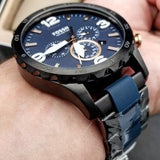 Buy Shop Fossil Nate Chronograph Blue Dial Two Tone Steel Strap Watch for Men - JR1494 USA Online