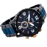 Buy Shop Fossil Nate Chronograph Blue Dial Two Tone Steel Strap Watch for Men - JR1494 USA Online