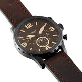 Buy Shop Fossil Nate Chronograph Brown Dial Brown Leather Strap Watch for Men - JR1487 USA Online