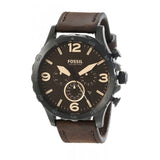 Buy Shop Fossil Nate Chronograph Brown Dial Brown Leather Strap Watch for Men - JR1487 USA Online