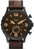 Buy Shop Fossil Nate Chronograph Brown Dial Brown Leather Strap Watch for Men - JR1487 USA Online