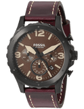 Buy Shop Fossil Nate Chronograph Brown Dial Brown Leather Strap Watch for Men - JR1511 USA Online