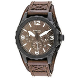 Buy Shop Fossil Nate Chronograph Brown Dial Brown Leather Strap Watch for Men - JR1511 USA Online