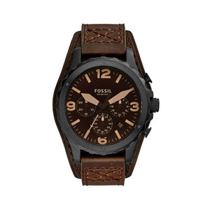 Buy Shop Fossil Nate Chronograph Brown Dial Brown Leather Strap Watch for Men - JR1511 USA Online