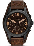 Buy Shop Fossil Nate Chronograph Brown Dial Brown Leather Strap Watch for Men - JR1511 USA Online