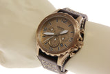 Buy Shop Fossil Nate Chronograph Gold Dial Brown Leather Strap Watch for Men - JR1495 USA Online