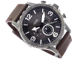 Buy Shop Fossil Nate Chronograph Grey Dial Brown Leather Strap Watch for Men - JR1424 USA Online