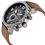 Buy Shop Fossil Nate Chronograph Grey Dial Brown Leather Strap Watch for Men - JR1424 USA Online