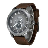 Buy Shop Fossil Nate Chronograph Grey Dial Brown Leather Strap Watch for Men - JR1424 USA Online