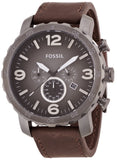 Buy Shop Fossil Nate Chronograph Grey Dial Brown Leather Strap Watch for Men - JR1424 USA Online