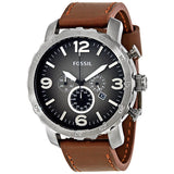 Buy Shop Fossil Nate Chronograph Grey Dial Brown Leather Strap Watch for Men - JR1424 USA Online