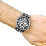 Buy Shop Fossil Nate Chronograph Gunmetal Dial Grey Steel Strap Watch for Men - JR1437 USA Online