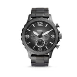 Buy Shop Fossil Nate Chronograph Gunmetal Dial Grey Steel Strap Watch for Men - JR1437 USA Online