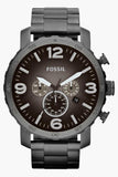 Buy Shop Fossil Nate Chronograph Gunmetal Dial Grey Steel Strap Watch for Men - JR1437 USA Online