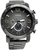 Buy Shop Fossil Nate Chronograph Gunmetal Dial Grey Steel Strap Watch for Men - JR1437 USA Online