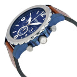 Buy Shop Fossil Nate Chronograph Navy Blue Dial Brown Leather Strap Watch for Men - JR1504 USA Online