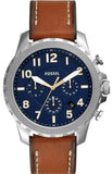 Buy Shop Fossil Nate Chronograph Navy Blue Dial Brown Leather Strap Watch for Men - JR1504 USA Online