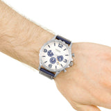 Buy Shop Fossil Nate Chronograph White Dial Blue Leather Strap Watch for Men - JR1480 USA Online