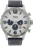 Buy Shop Fossil Nate Chronograph White Dial Blue Leather Strap Watch for Men - JR1480 USA Online