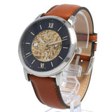Buy Shop Fossil Neutra Automatic Luggage Skeleton Blue Dial Brown Leather Strap Watch for Men - ME3160 USA Online