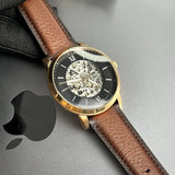 Buy Shop Fossil Neutra Automatic Skeleton Black Dial Brown Leather Strap Watch for Men - ME3195 USA Online