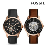 Buy Shop Fossil Neutra Automatic Skeleton Black Dial Brown Leather Strap Watch for Men - ME3195 USA Online