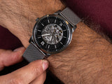 Buy Shop Fossil Neutra Automatic Skeleton Black Dial Grey Mesh Strap Watch for Men - ME3185 USA Online