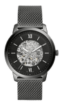 Buy Shop Fossil Neutra Automatic Skeleton Black Dial Grey Mesh Strap Watch for Men - ME3185 USA Online