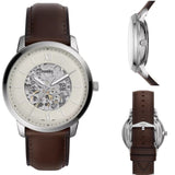 Buy Shop Fossil Neutra Automatic Skeleton White Dial Brown Leather Strap Watch for Men - ME3184 USA Online