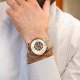Buy Shop Fossil Neutra Automatic Skeleton White Dial Two Tone Steel Strap Watch for Men - ME3196 USA Online
