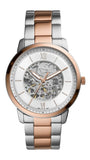 Buy Shop Fossil Neutra Automatic Skeleton White Dial Two Tone Steel Strap Watch for Men - ME3196 USA Online
