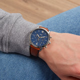 Buy Shop Fossil Neutra Chronograph Blue Dial Brown Leather Strap Watch for Men - FS5453 USA Online