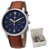 Buy Shop Fossil Neutra Chronograph Blue Dial Brown Leather Strap Watch for Men - FS5453 USA Online
