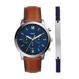 Buy Shop Fossil Neutra Chronograph Blue Dial Brown Leather Strap Watch for Men - FS5453 USA Online