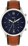 Buy Shop Fossil Neutra Chronograph Blue Dial Brown Leather Strap Watch for Men - FS5453 USA Online
