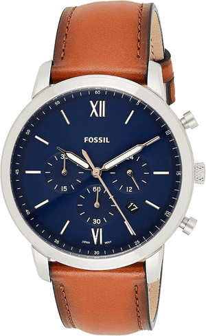 Buy Shop Fossil Neutra Chronograph Blue Dial Brown Leather Strap Watch for Men - FS5453 USA Online