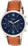 Buy Shop Fossil Neutra Chronograph Blue Dial Brown Leather Strap Watch for Men - FS5453 USA Online