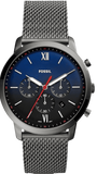 Buy Shop Fossil Neutra Chronograph Blue Dial Silver Mesh Bracelet Watch for Men - FS5383 USA Online