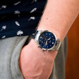 Buy Shop Fossil Neutra Chronograph Blue Dial Silver Steel Strap Watch for Men - FS5792 USA Online