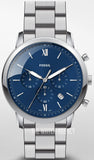 Buy Shop Fossil Neutra Chronograph Blue Dial Silver Steel Strap Watch for Men - FS5792 USA Online