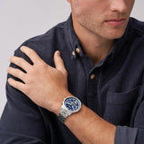 Buy Shop Fossil Neutra Chronograph Blue Dial Silver Steel Strap Watch for Men - FS6025 USA Online