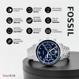 Buy Shop Fossil Neutra Chronograph Blue Dial Silver Steel Strap Watch for Men - FS6025 USA Online