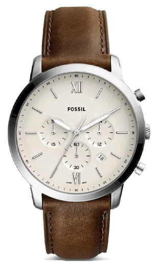 Buy Shop Fossil Neutra Chronograph White Dial Brown Leather Strap Watch for Men - FS5380 USA Online