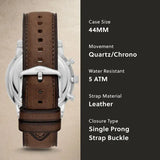 Buy Shop Fossil Neutra Chronograph White Dial Brown Leather Strap Watch for Men - FS6022 USA Online