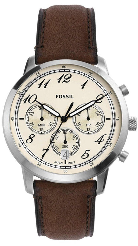 Buy Shop Fossil Neutra Chronograph White Dial Brown Leather Strap Watch for Men - FS6022 USA Online