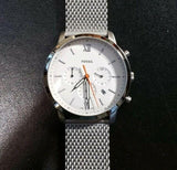 Buy Shop Fossil Neutra Chronograph White Dial Silver Mesh Bracelet Watch for Men - FS5382 USA Online